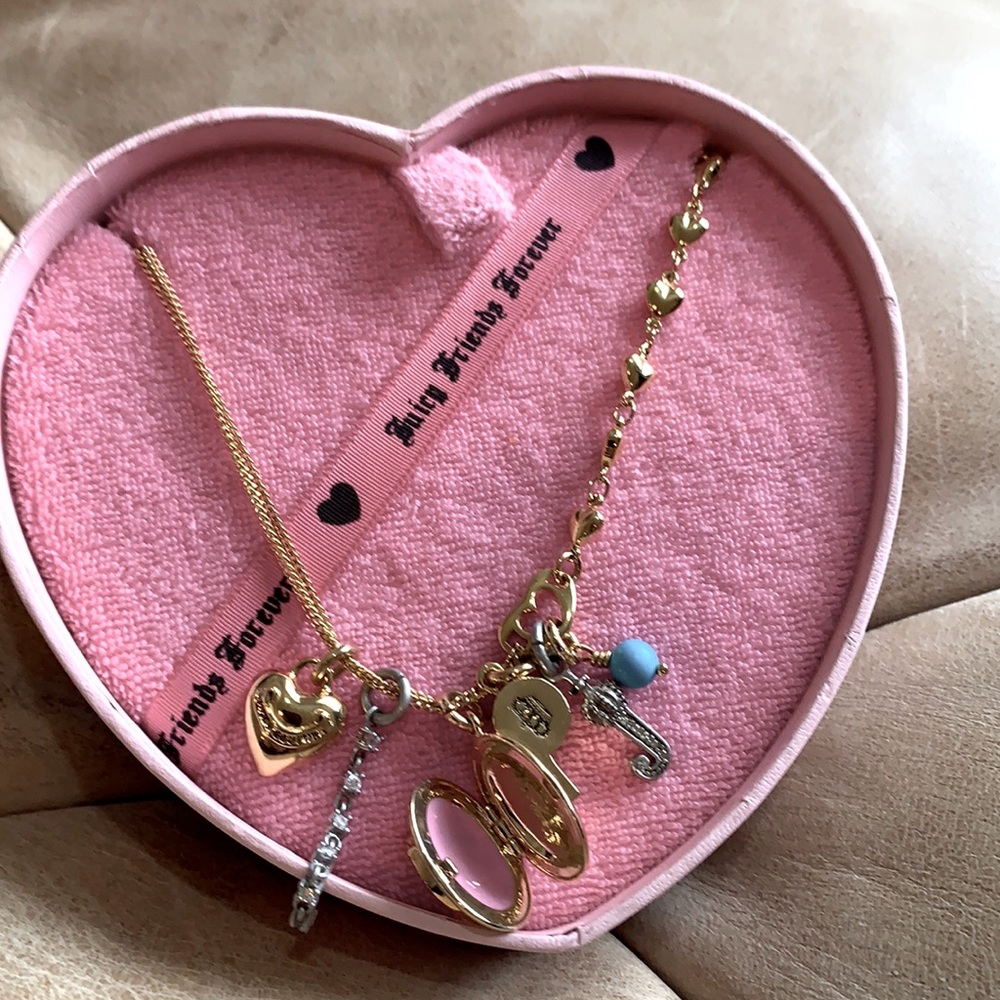 Juicy Couture 6 charm necklace w adjustable chain